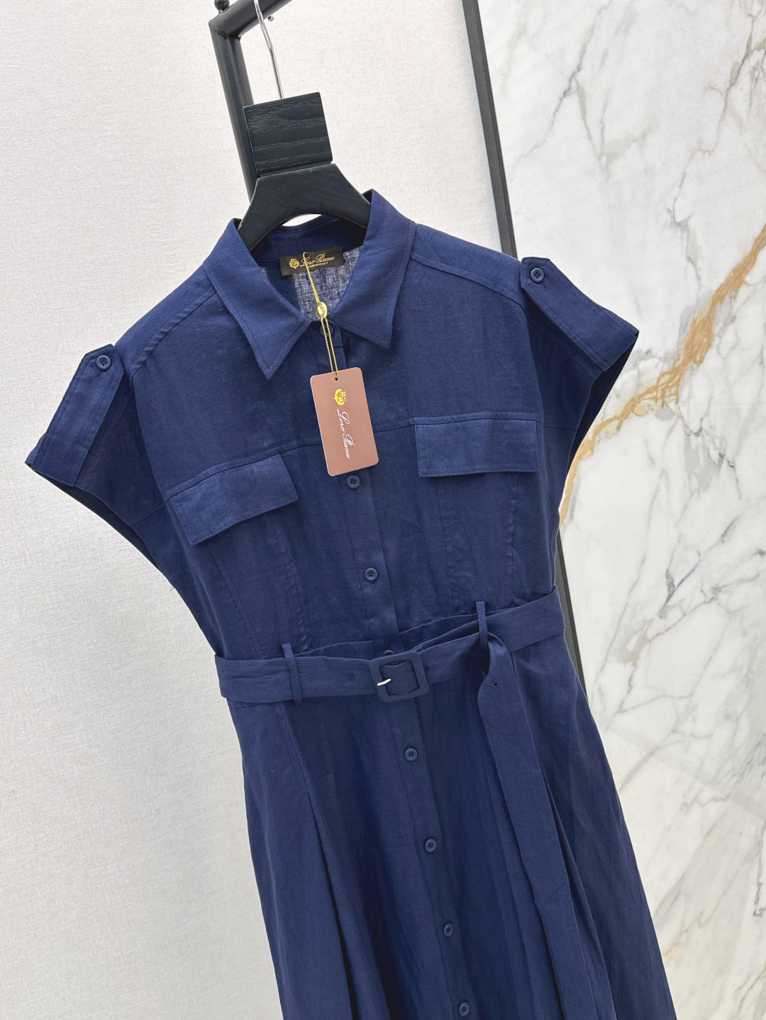 Lor*P 25ss tied belt cap sleeve shirt dress