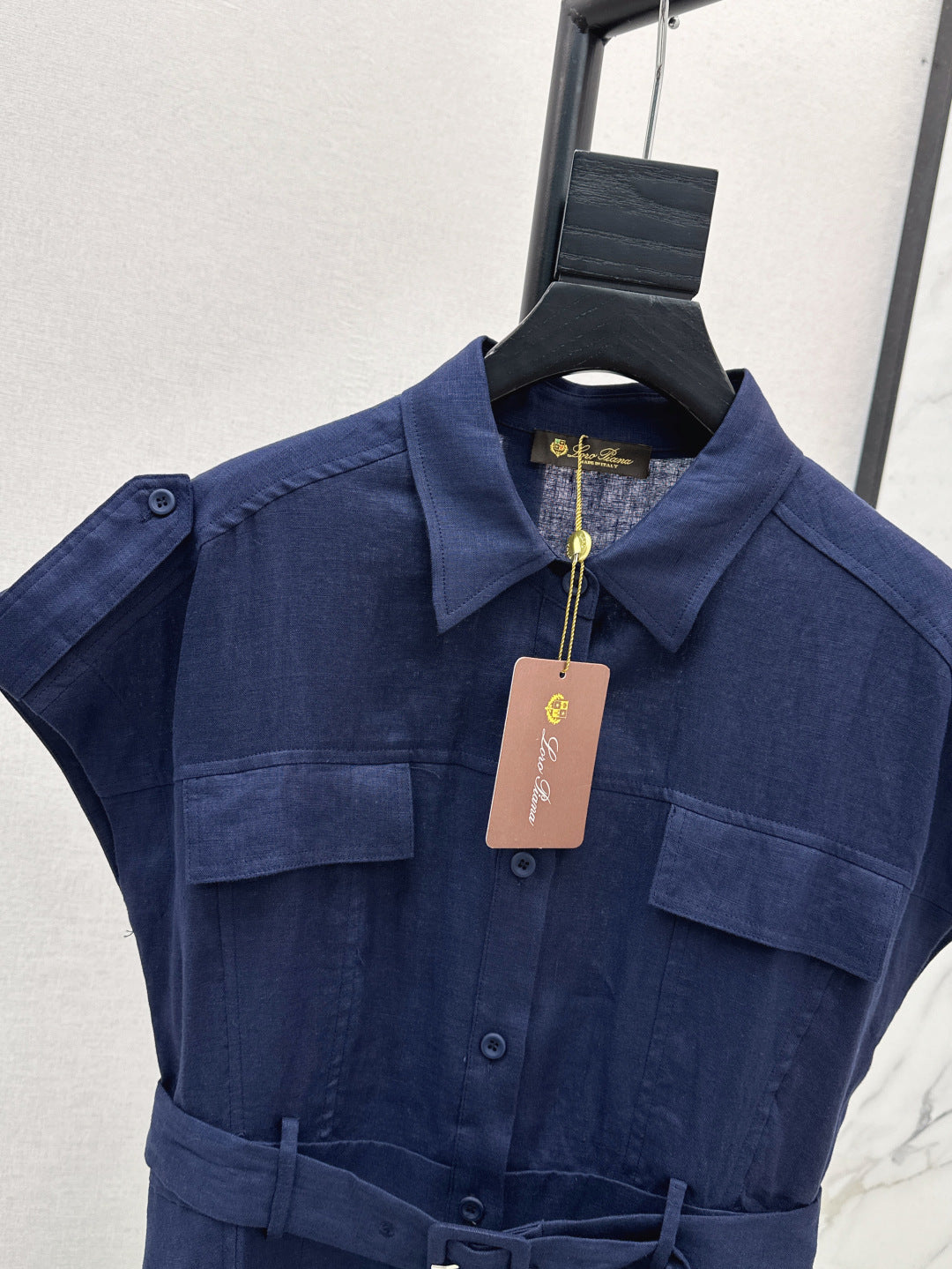 Lor*P 25ss tied belt cap sleeve shirt dress