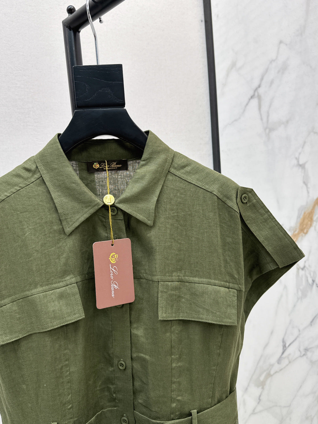 Lor*P 25ss tied belt cap sleeve shirt dress