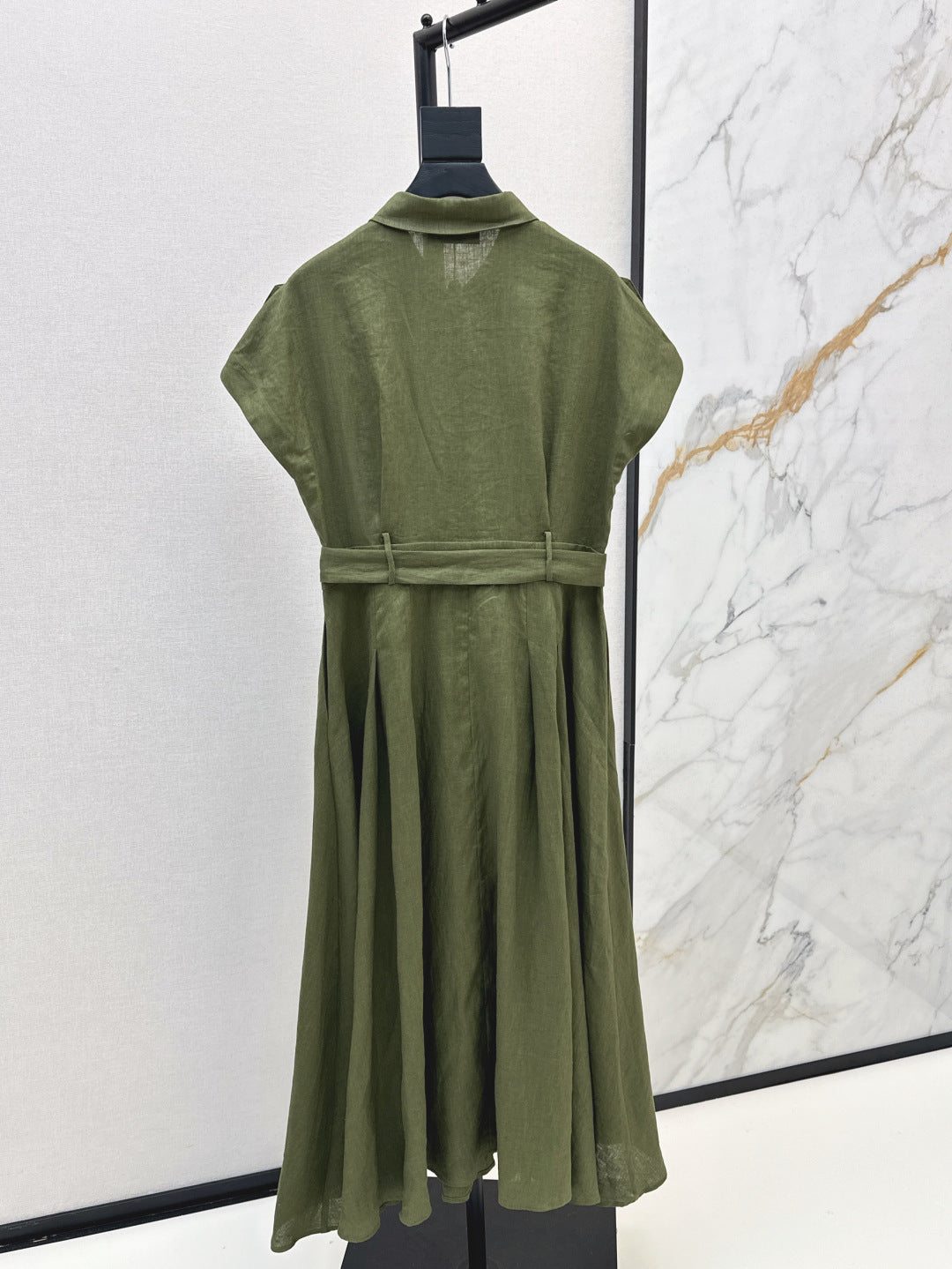 Lor*P 25ss tied belt cap sleeve shirt dress