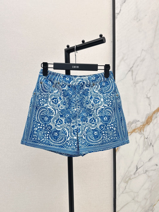 D*r 25ss Butterfly printed denim shorts