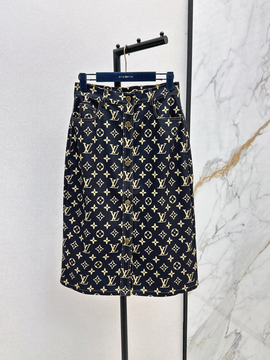 Loui* 25ss monogram printed straight skirt