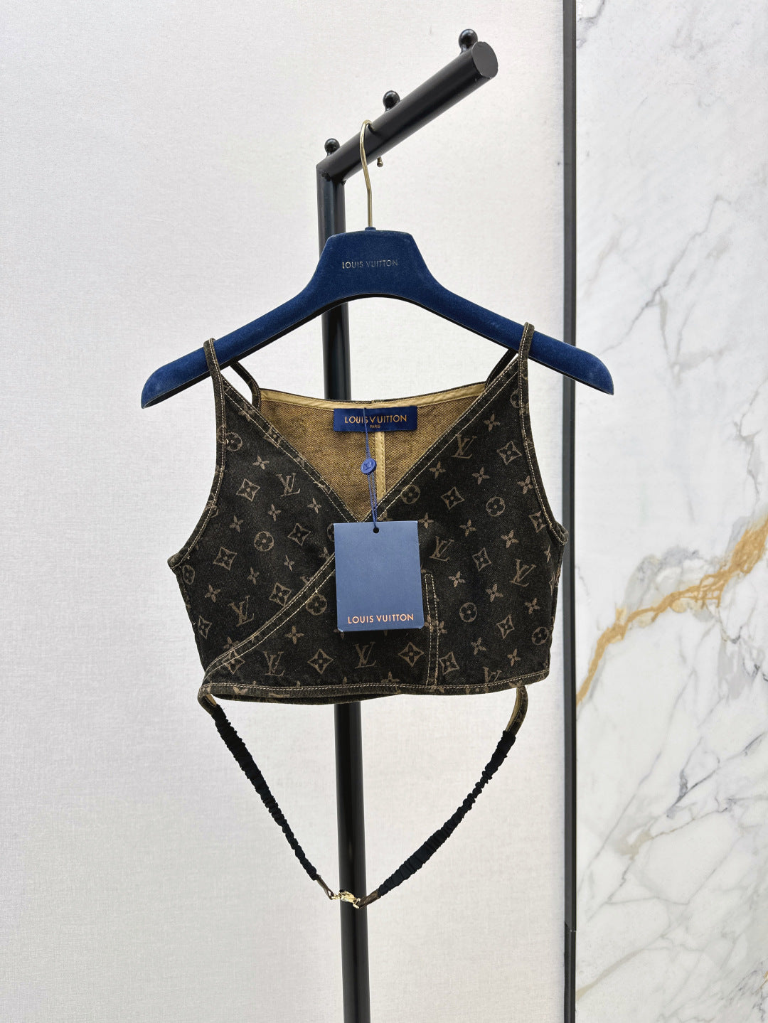 Loui* 25ss monogram denim crop top