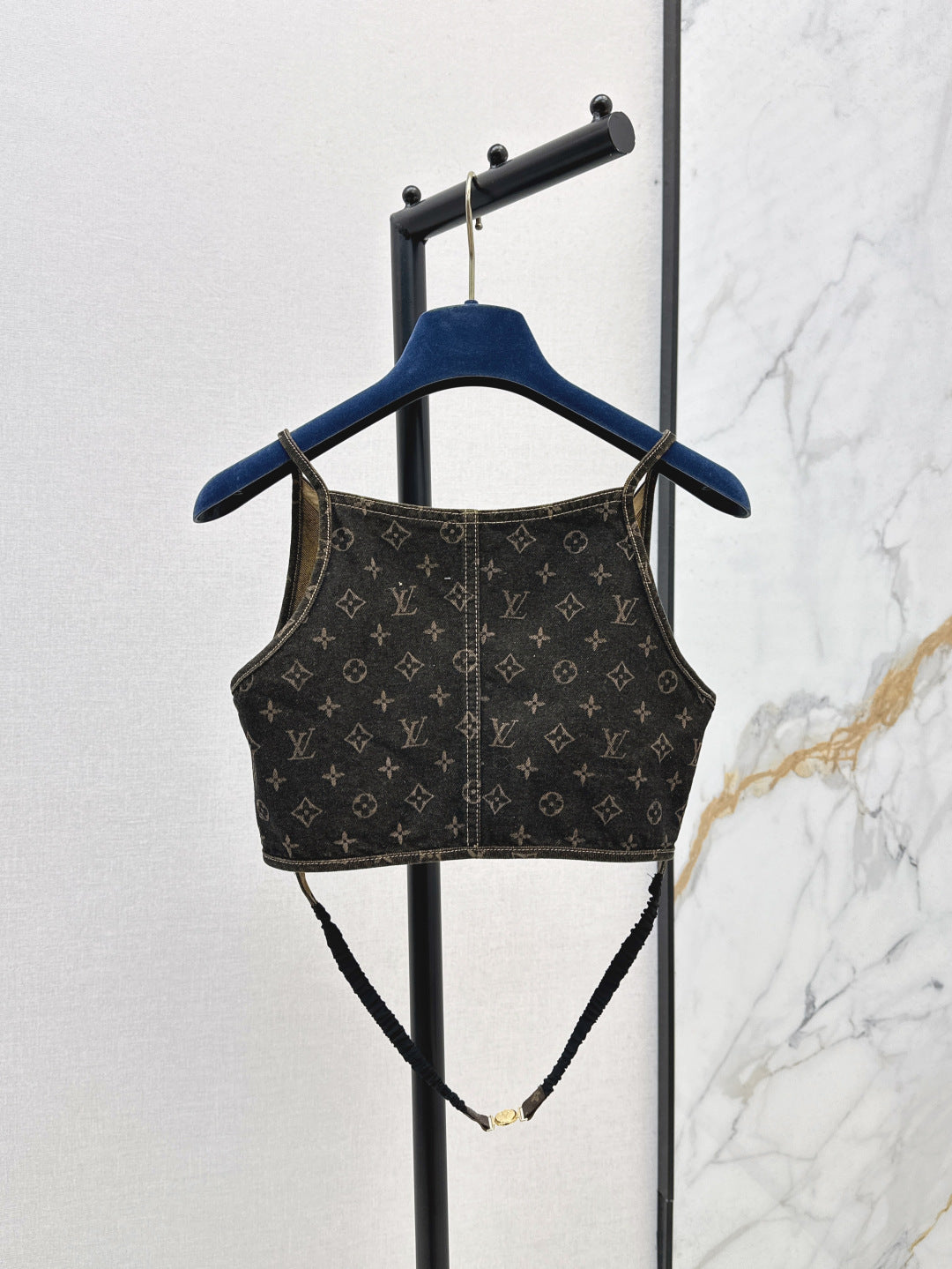 Loui* 25ss monogram denim crop top