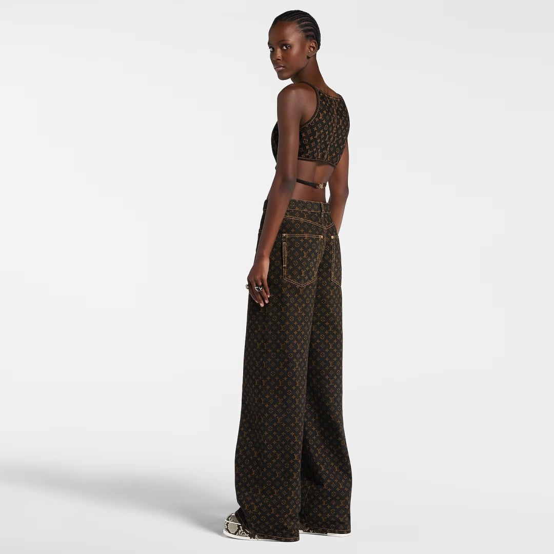 Loui* 25ss monogram denim crop top