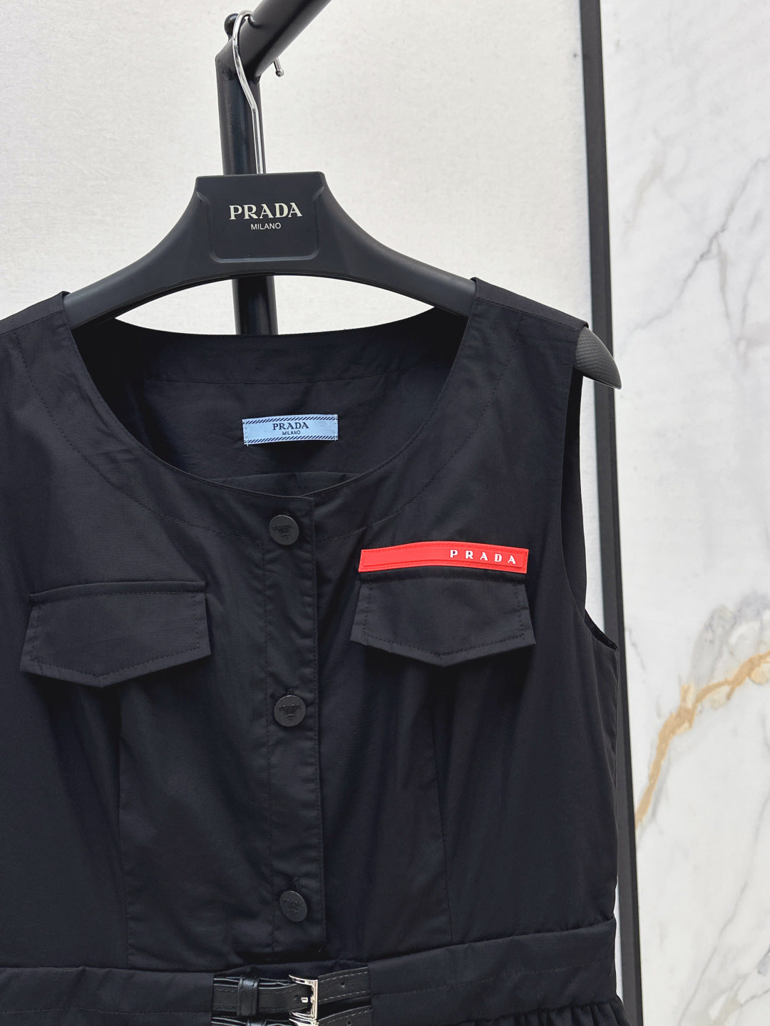 Pra* 25ss belted cotton sleeveless dress