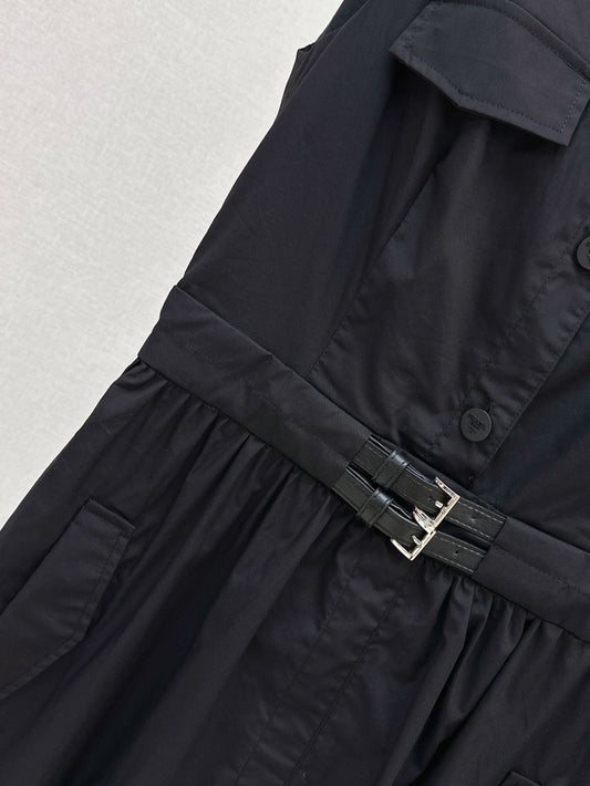 Pra* 25ss belted cotton sleeveless dress
