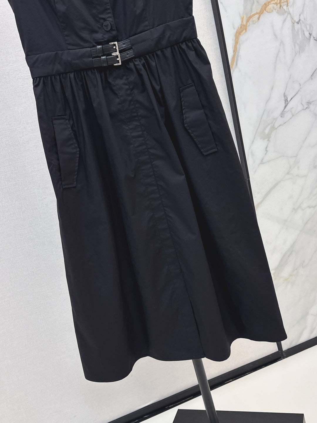 Pra* 25ss belted cotton sleeveless dress