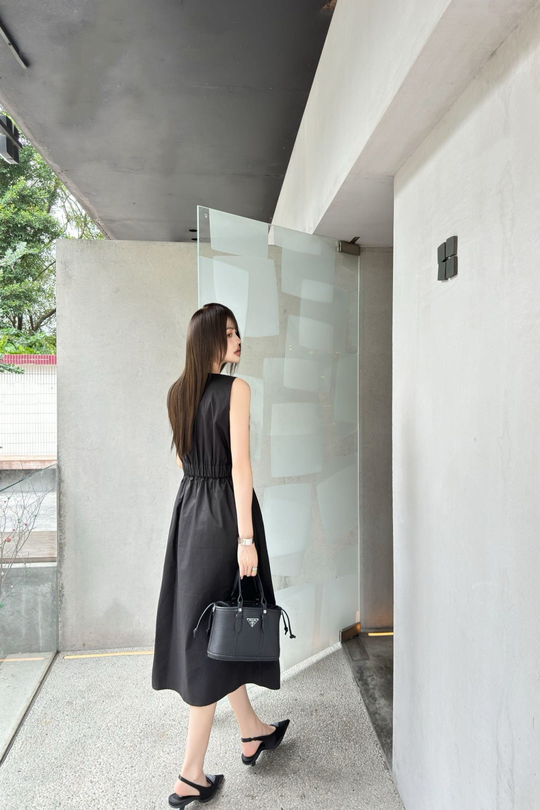 Pra* 25ss belted cotton sleeveless dress