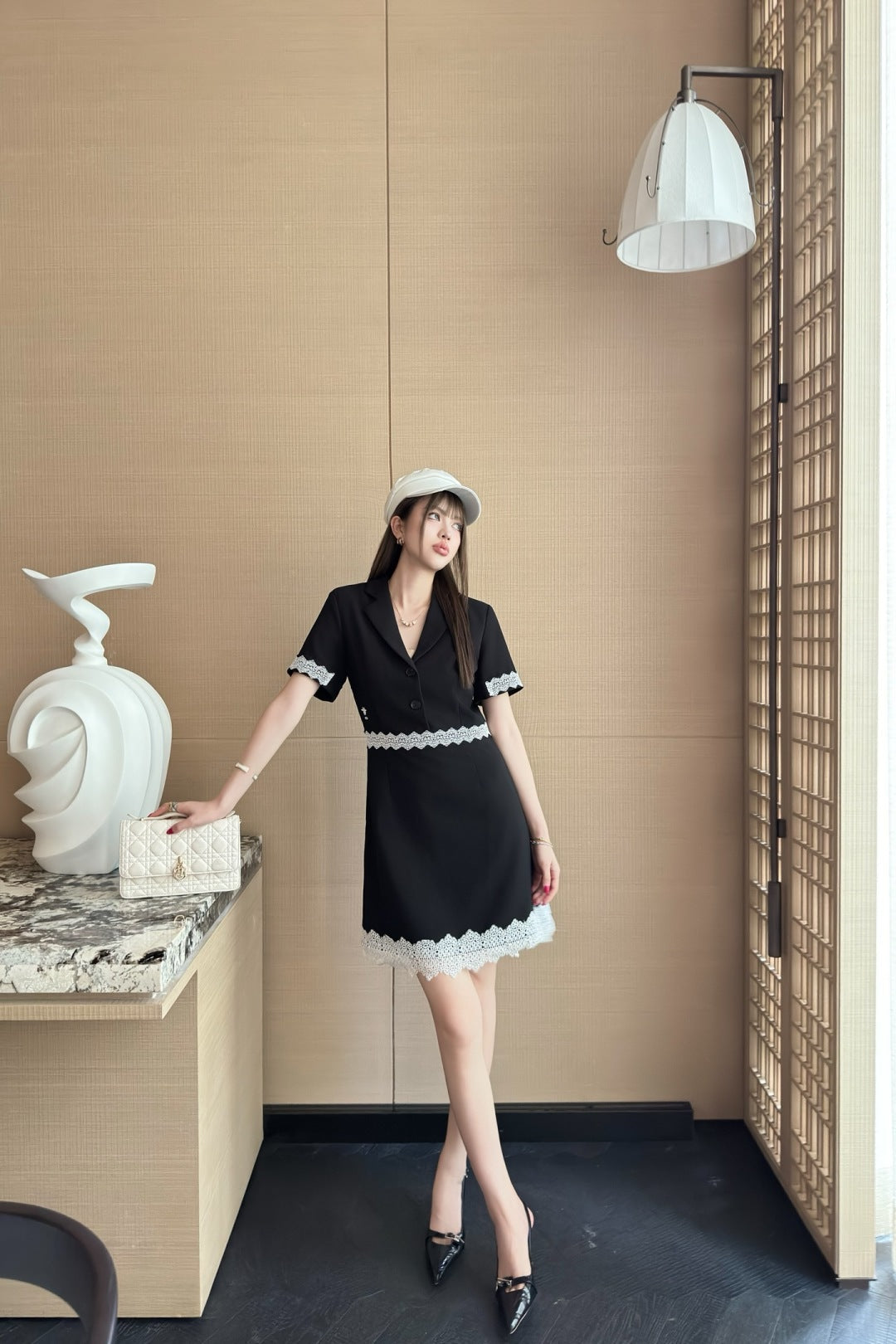 D*r 25ss lace trim blazer dress