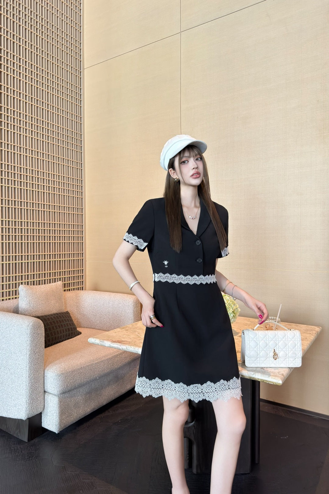 D*r 25ss lace trim blazer dress