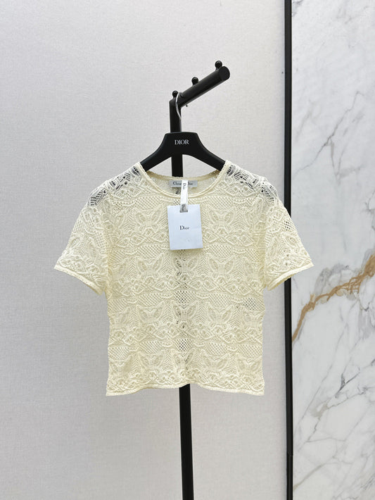 D*r 25ss crochet-effect top with butterfly motif