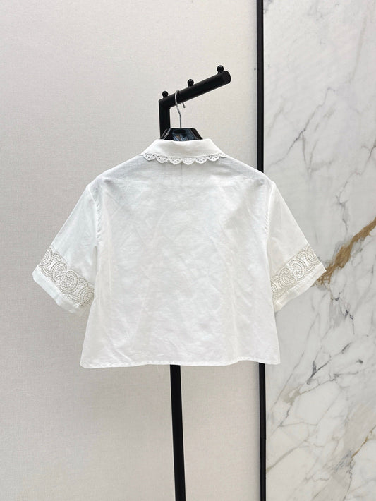 Cel* 25ss embroidered crop shirt