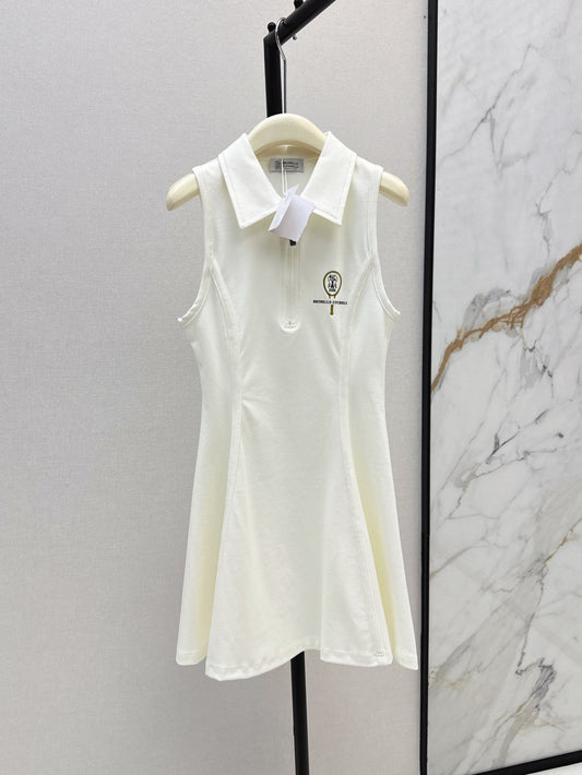 Brune*C 25ss embroidered sleeveless polo dress