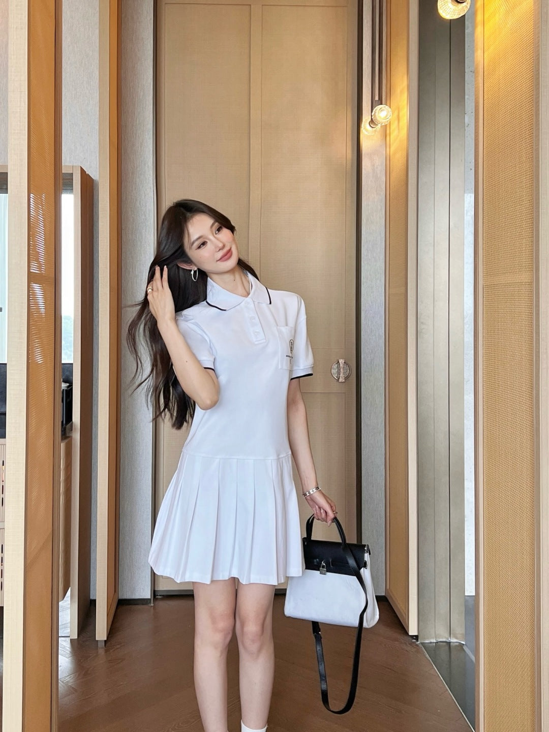 Brune*C 25ss embroidered polo dress