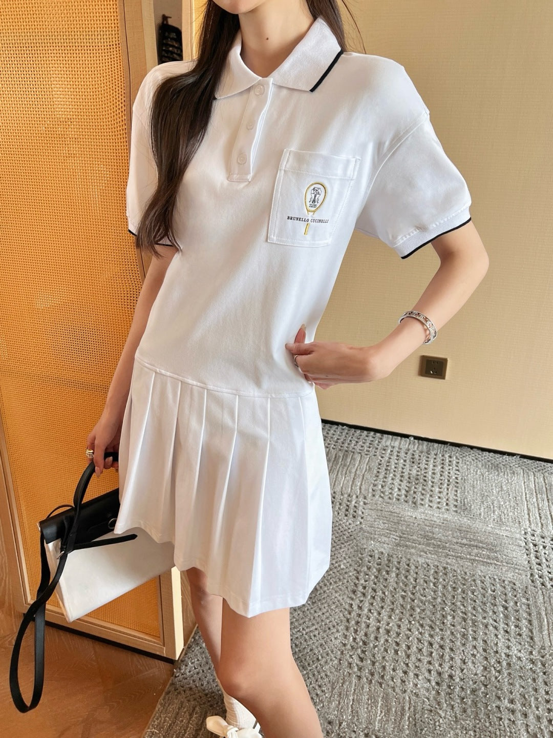 Brune*C 25ss embroidered polo dress