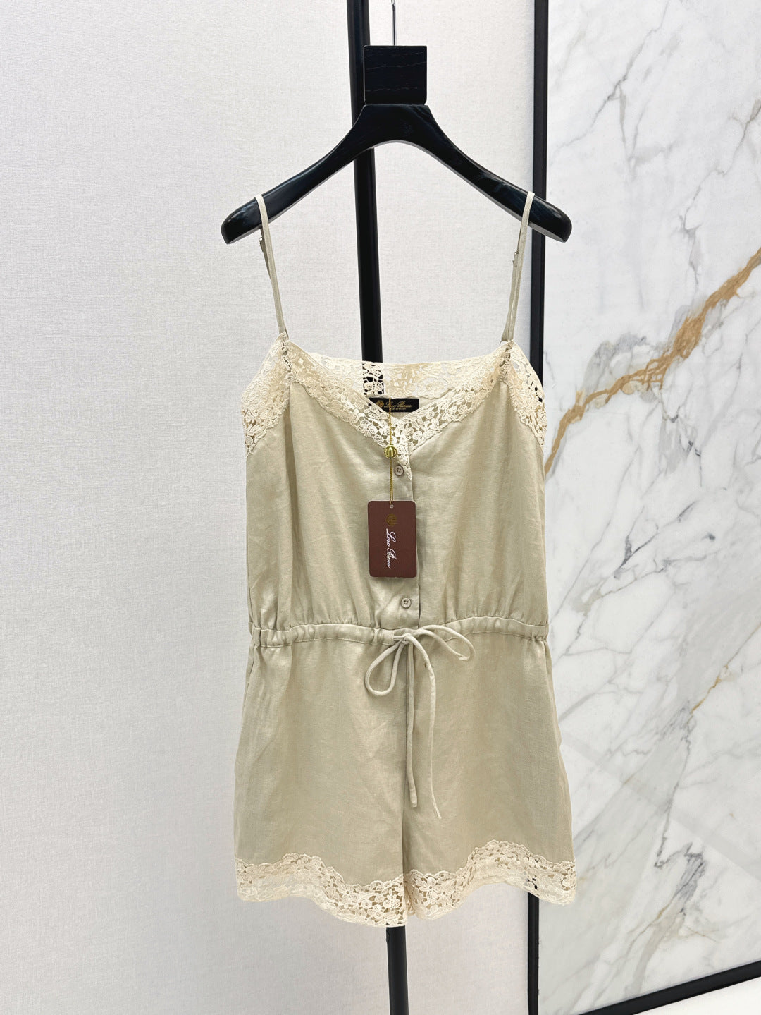 Lor*P 25ss lace trim slip jumpsuit