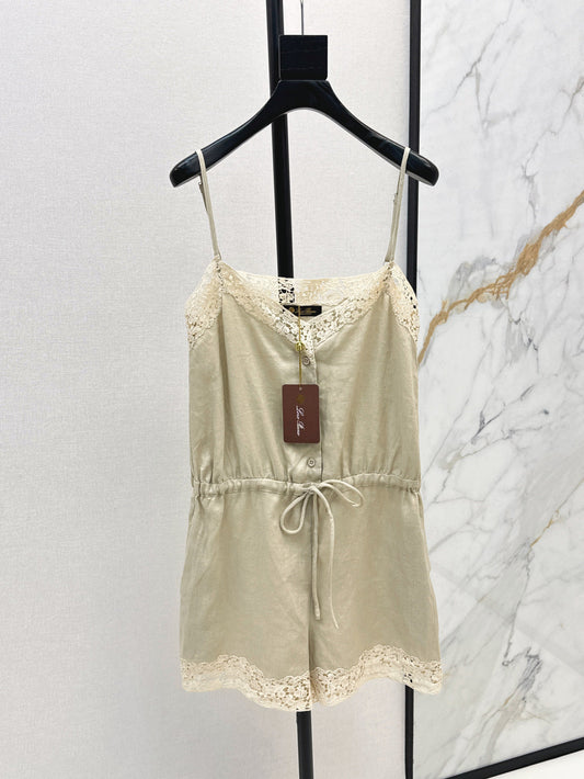 Lor*P 25ss lace trim slip jumpsuit
