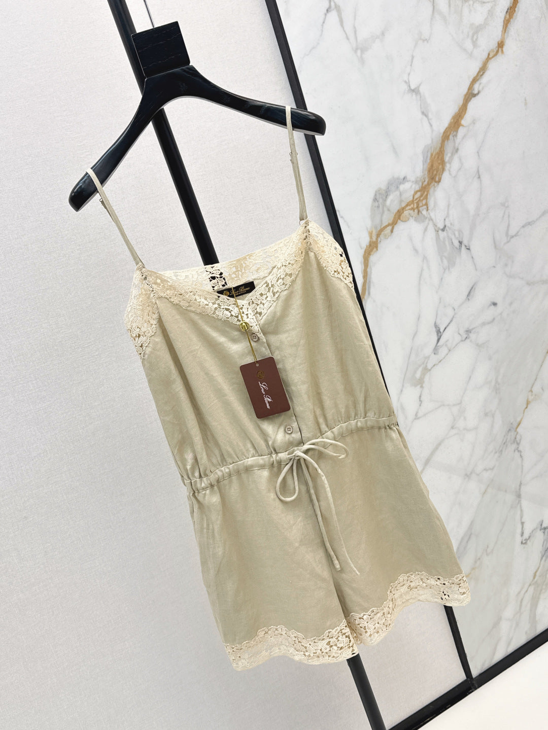 Lor*P 25ss lace trim slip jumpsuit