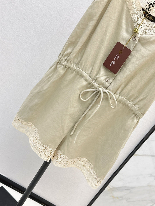 Lor*P 25ss lace trim slip jumpsuit