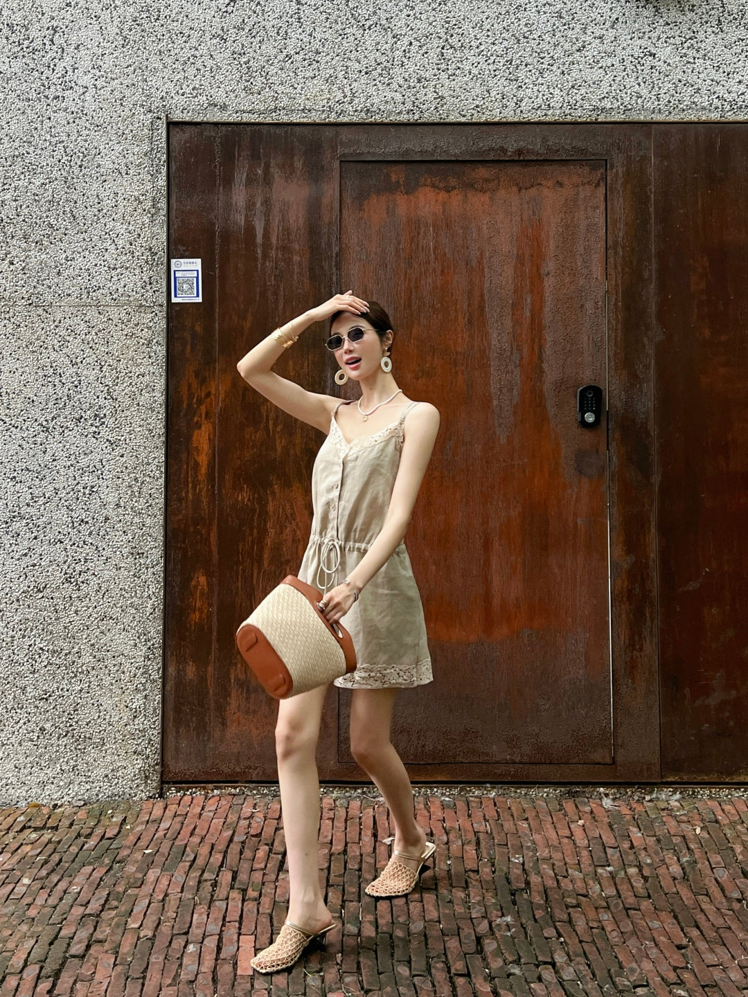 Lor*P 25ss lace trim slip jumpsuit