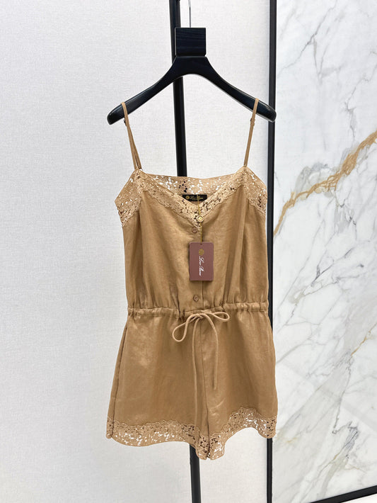 Lor*P 25ss lace trim slip jumpsuit