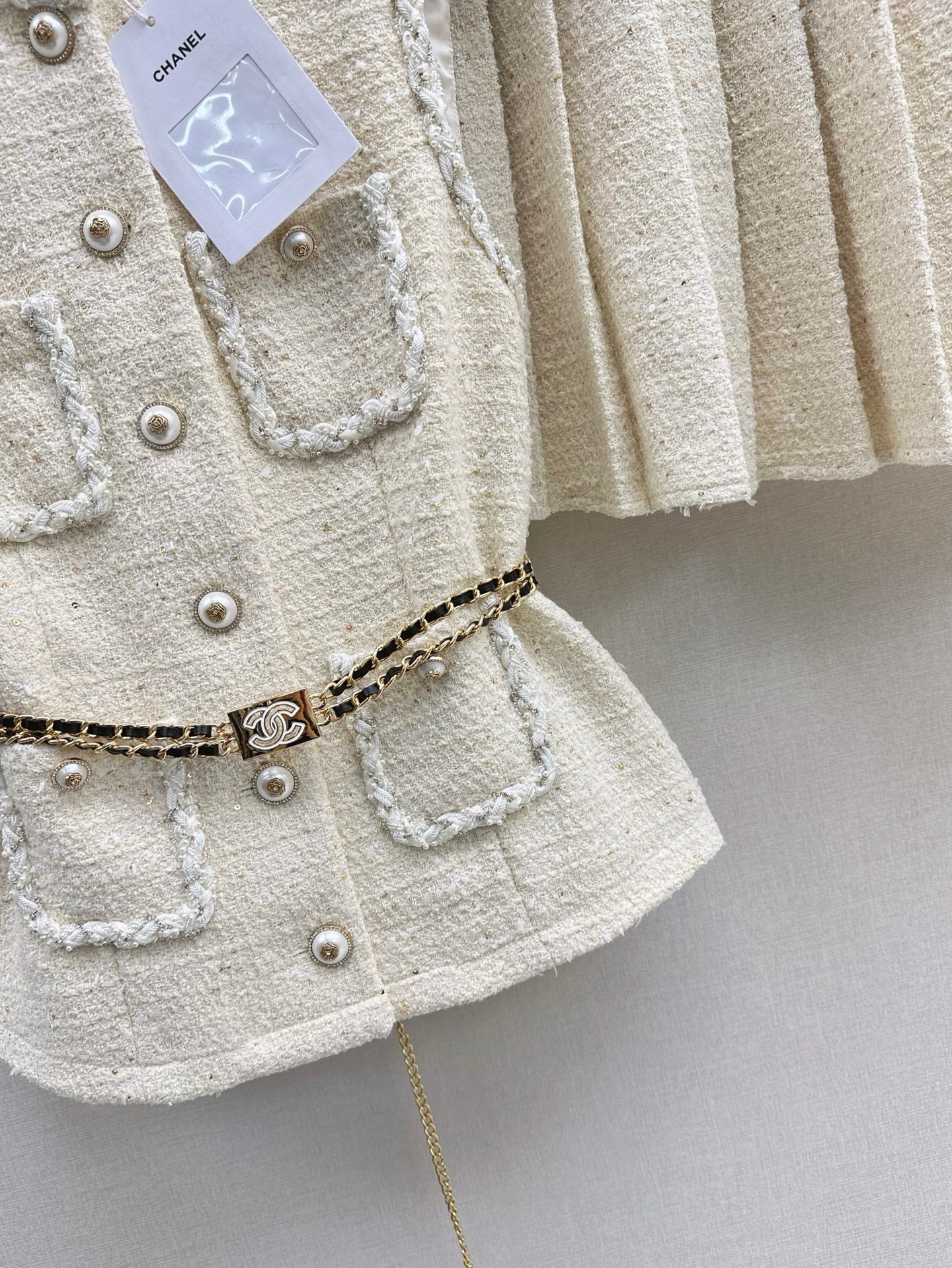 C*nel 25ss woven vest and skirt set