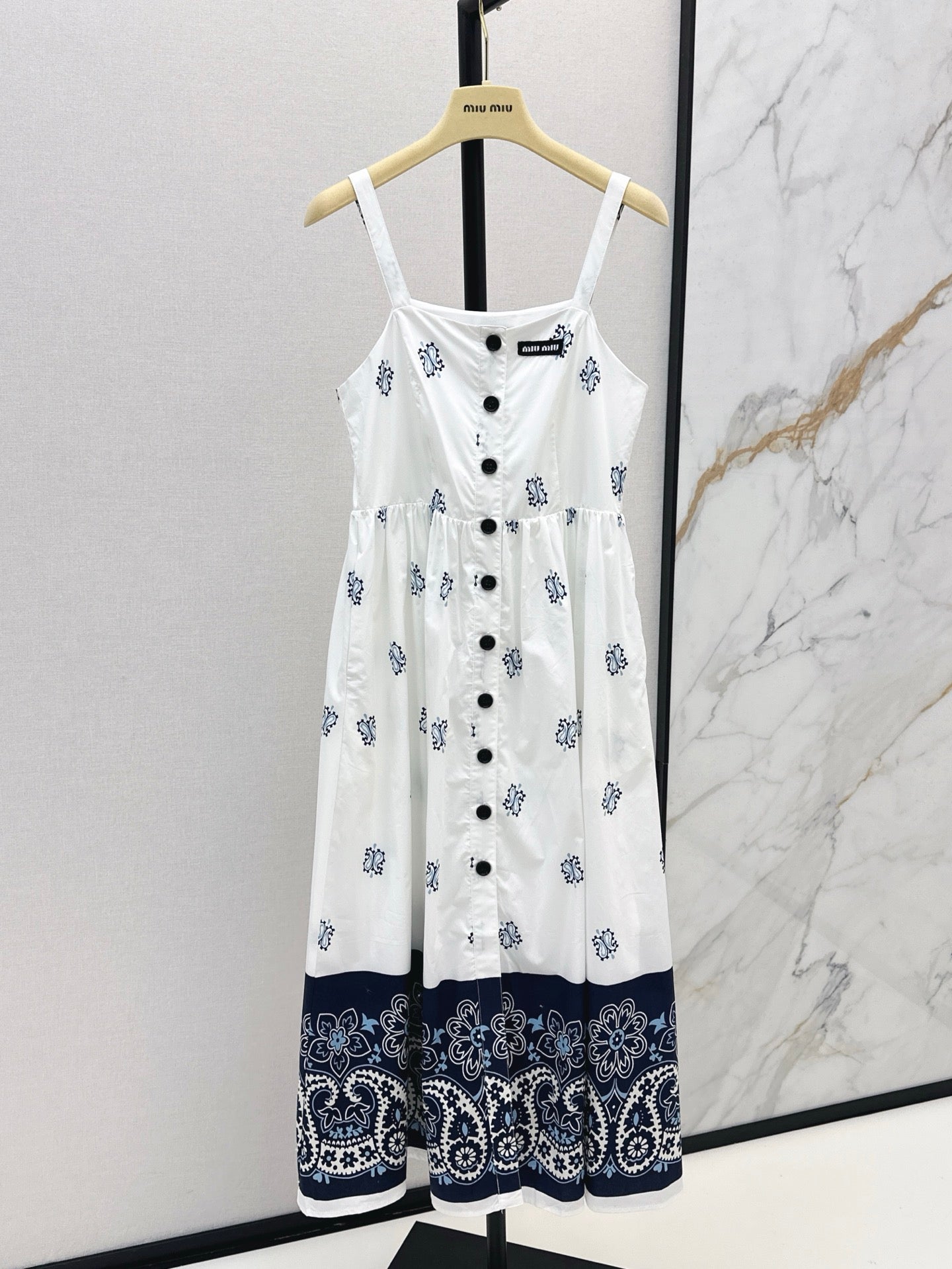 M*u 25ss print slubbed poplin dress