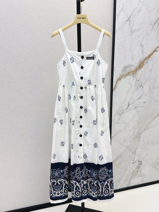M*u 25ss print slubbed poplin dress