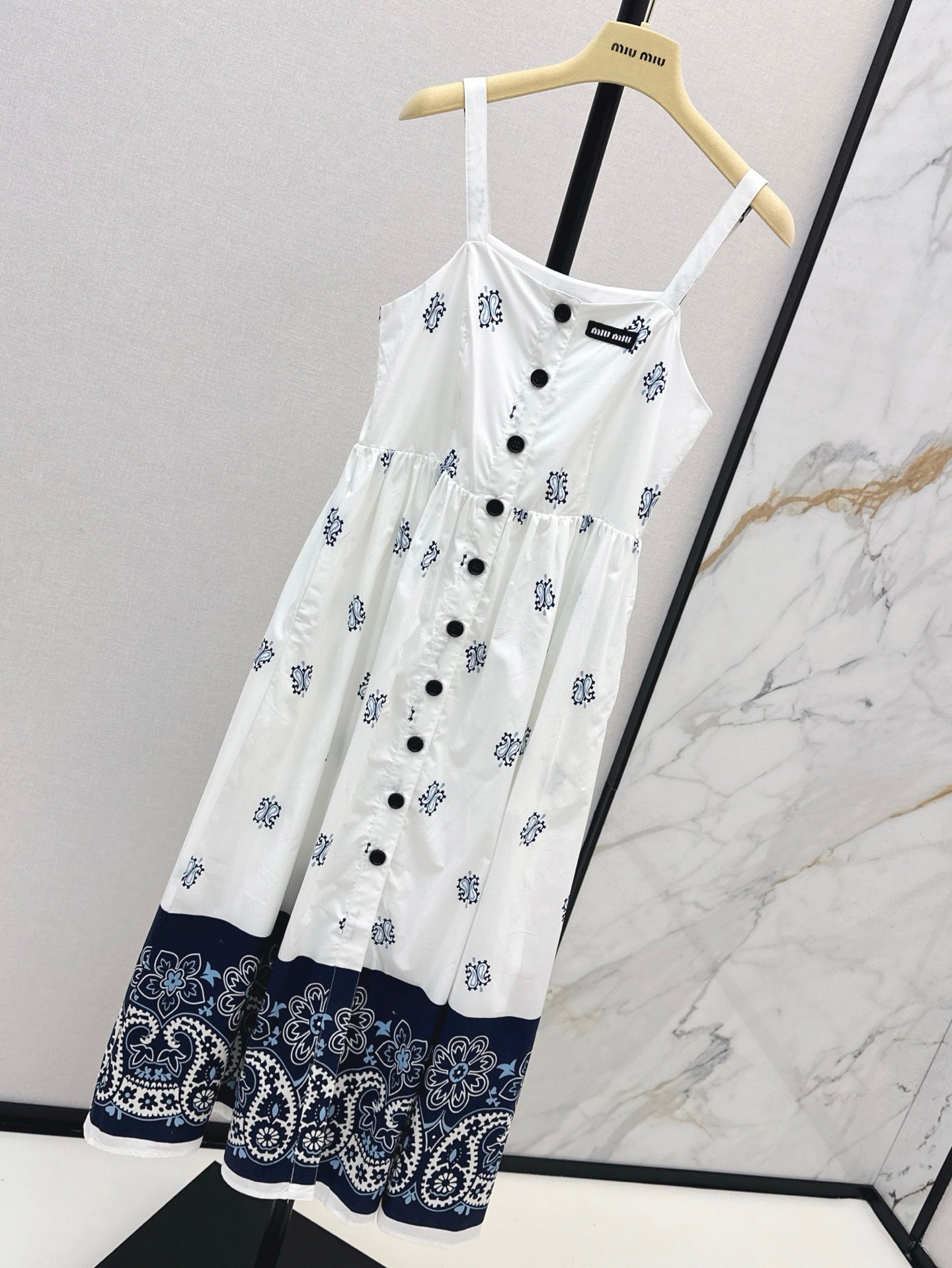 M*u 25ss print slubbed poplin dress
