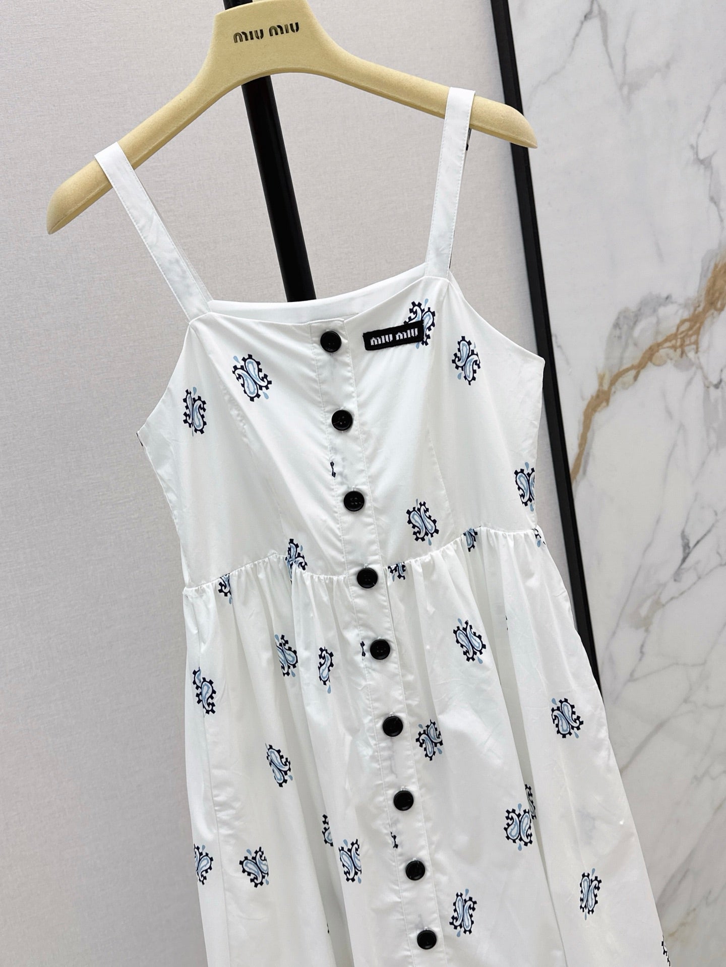 M*u 25ss print slubbed poplin dress