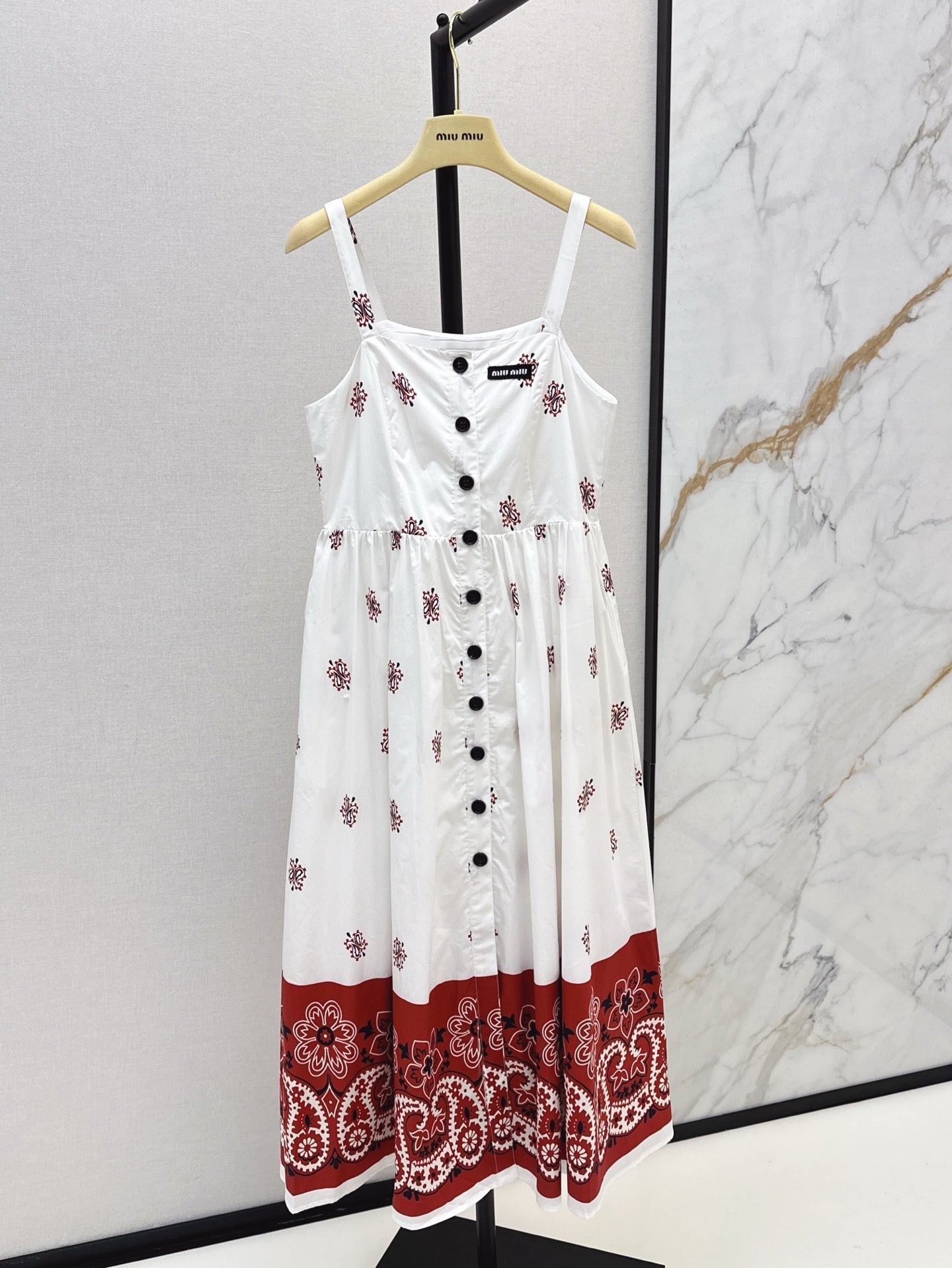 M*u 25ss print slubbed poplin dress