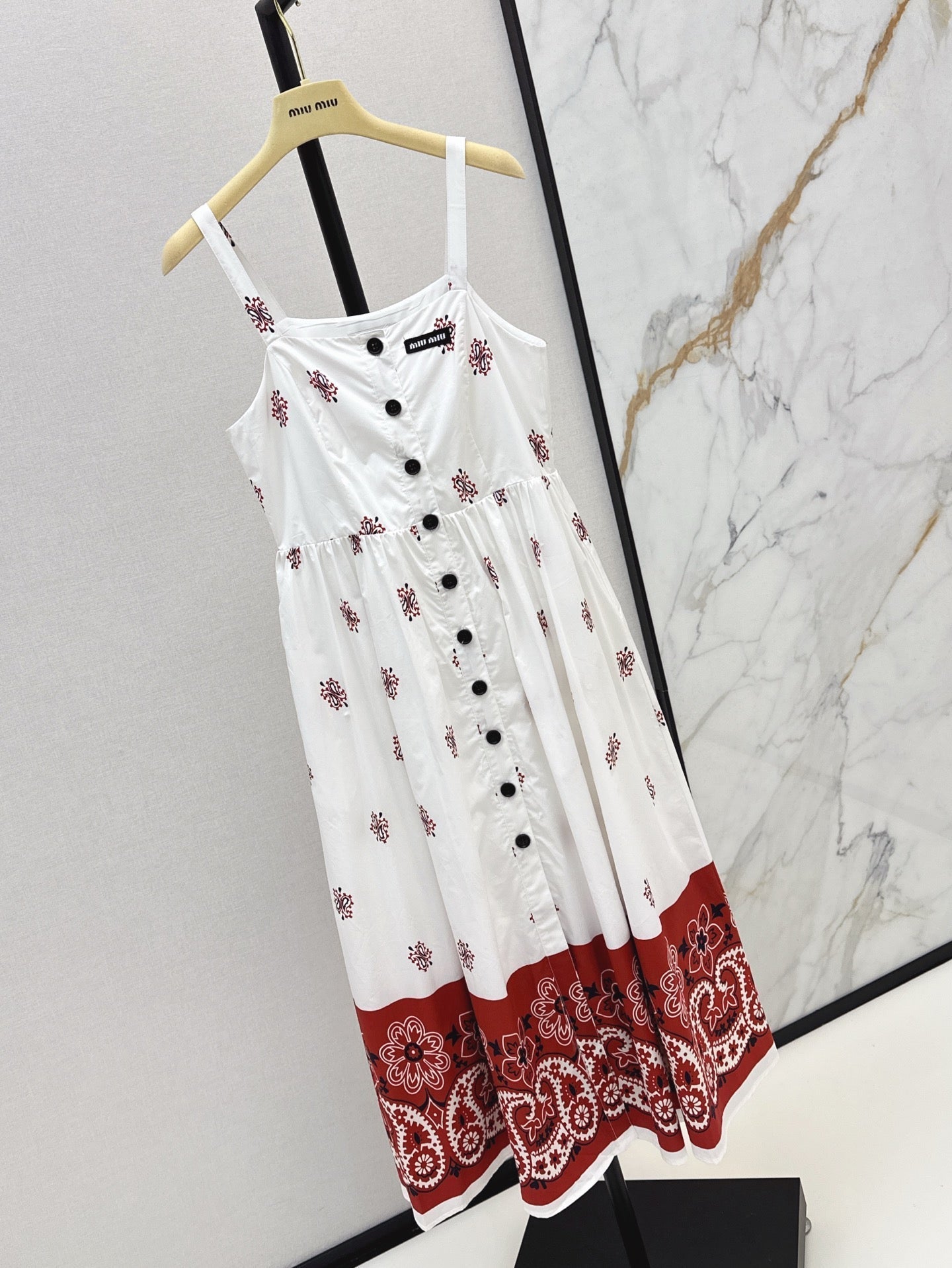 M*u 25ss print slubbed poplin dress