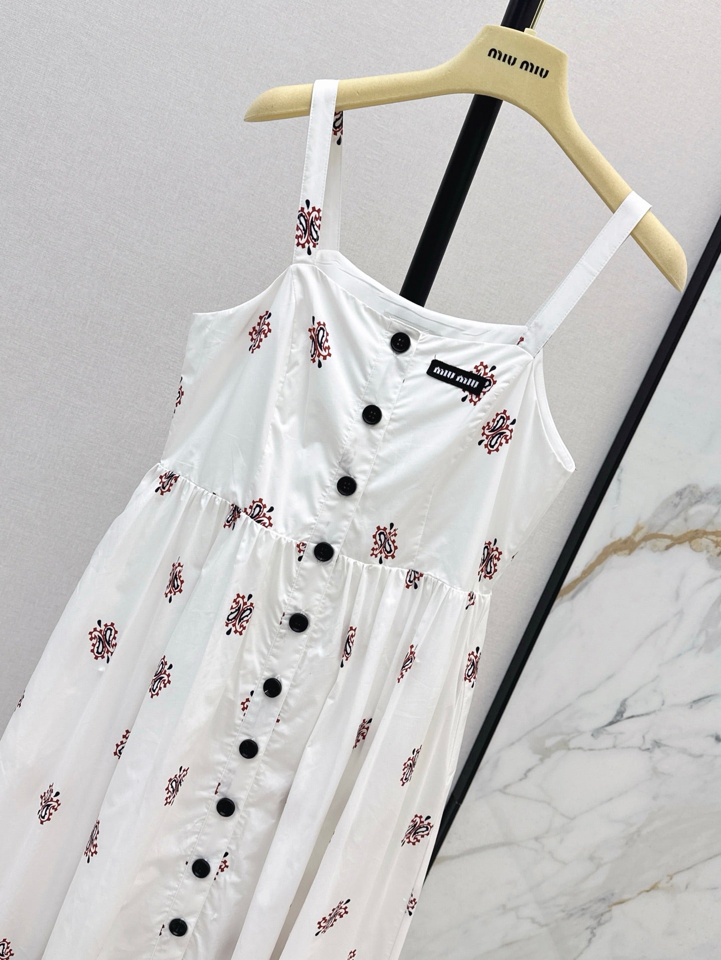 M*u 25ss print slubbed poplin dress