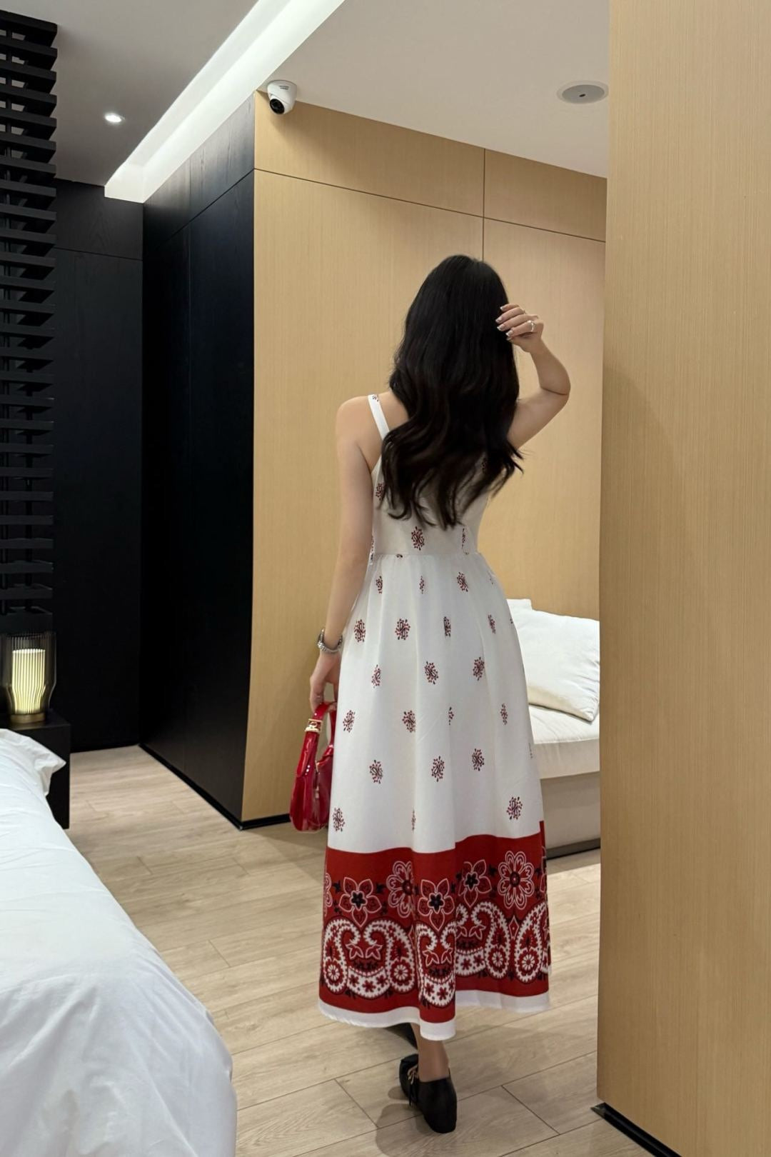 M*u 25ss print slubbed poplin dress