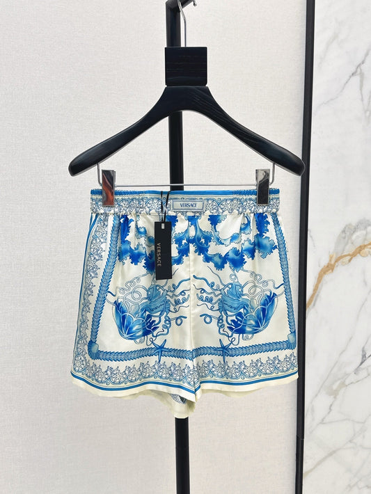 Versa* 25ss printed silk shorts
