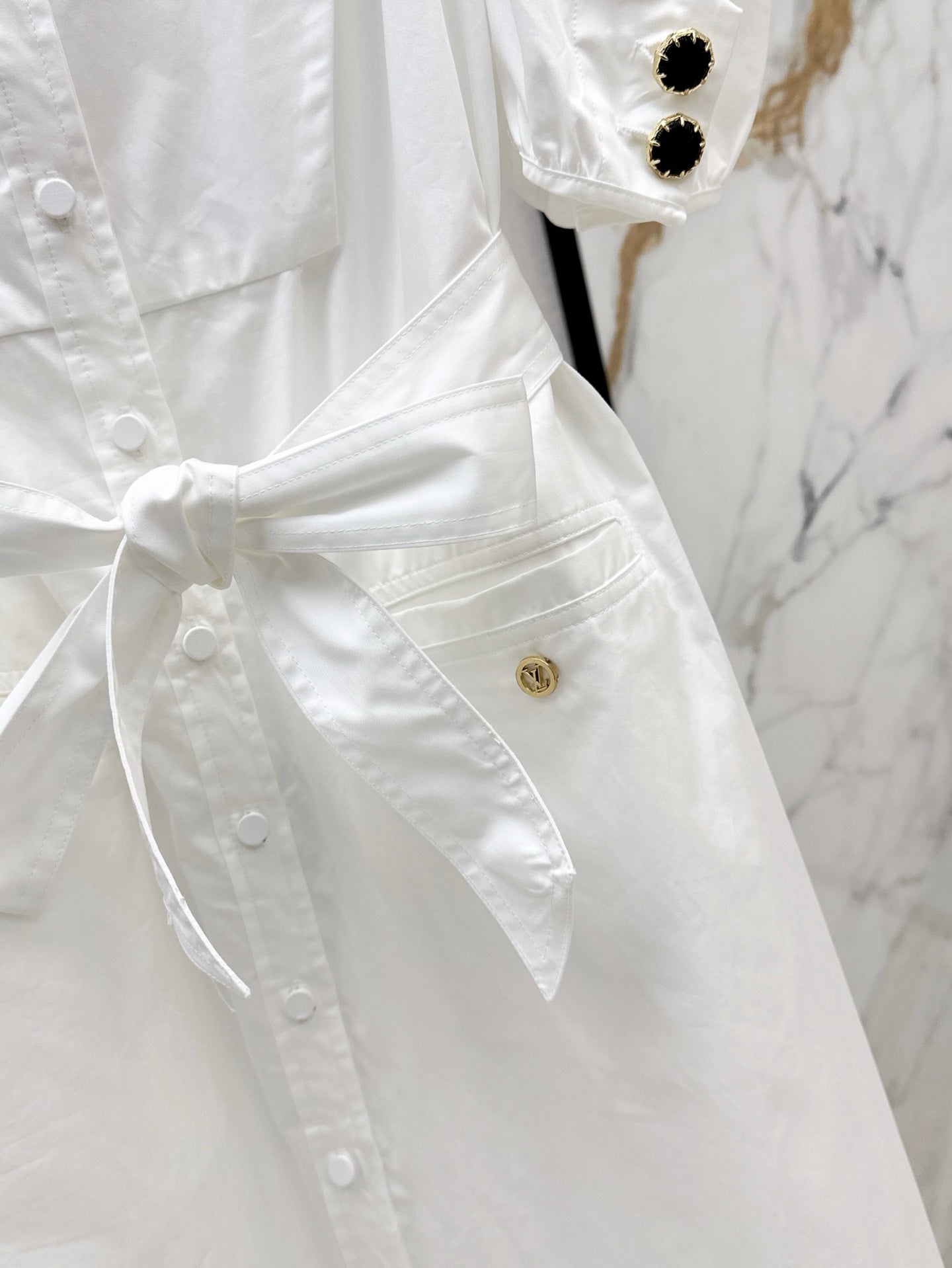 Loui* 25ss puff-sleeve shirt dress