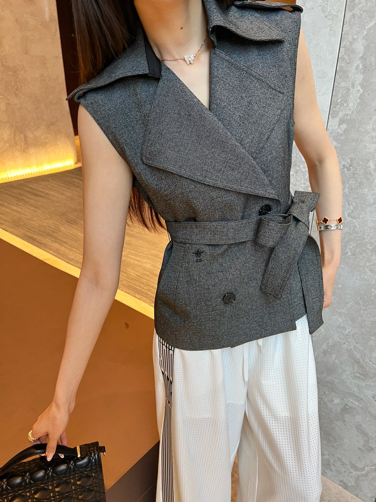 D*r 25ss belted vest jacket