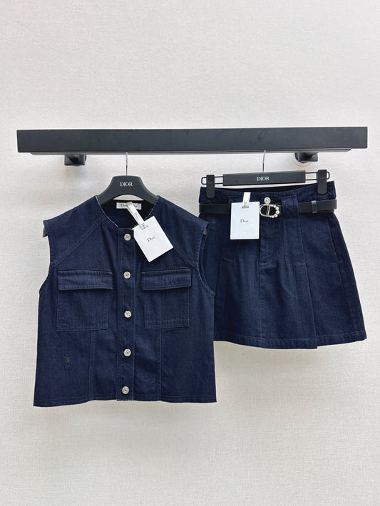D*r 25ss denim vest and skirt set