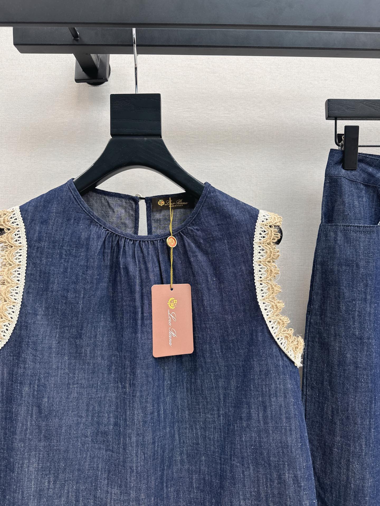 Lor*P 25ss denim set with embroidered trim