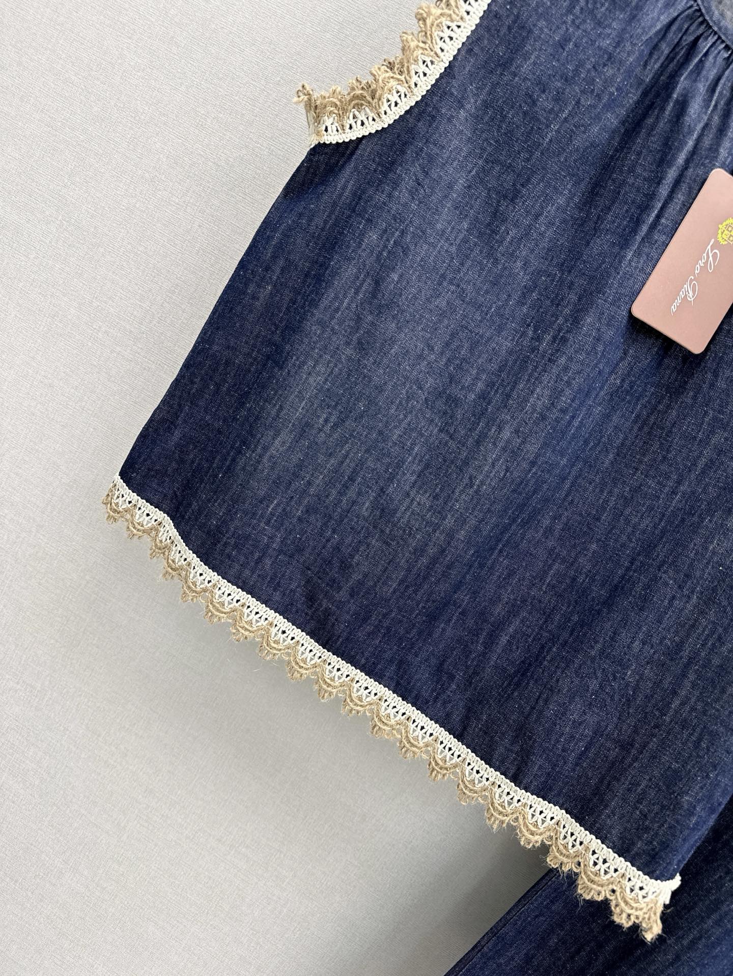 Lor*P 25ss denim set with embroidered trim