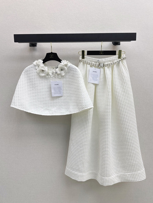 C*nel 25ss waffle tweed cape and skirt set
