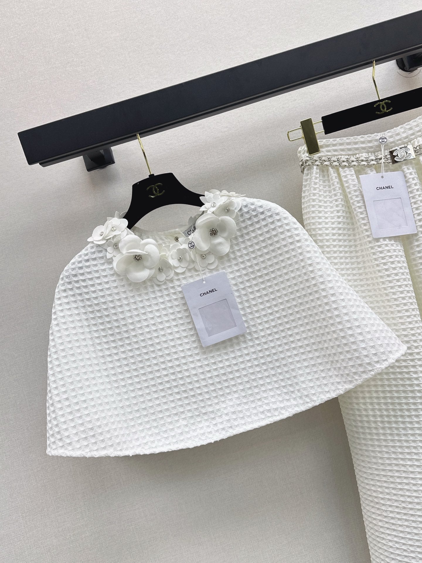 C*nel 25ss waffle tweed cape and skirt set