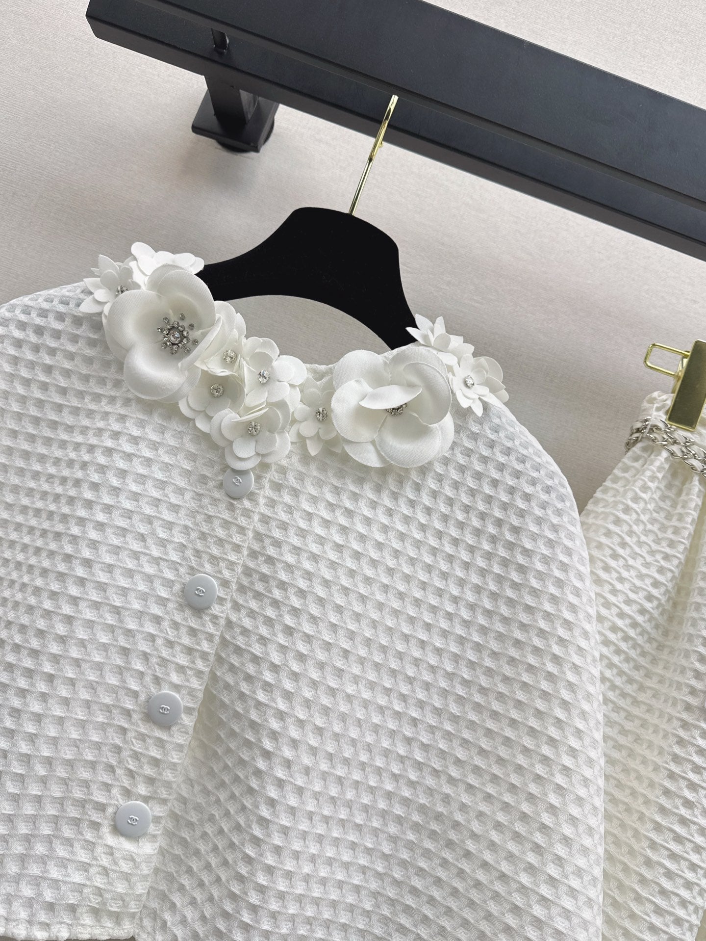 C*nel 25ss waffle tweed cape and skirt set