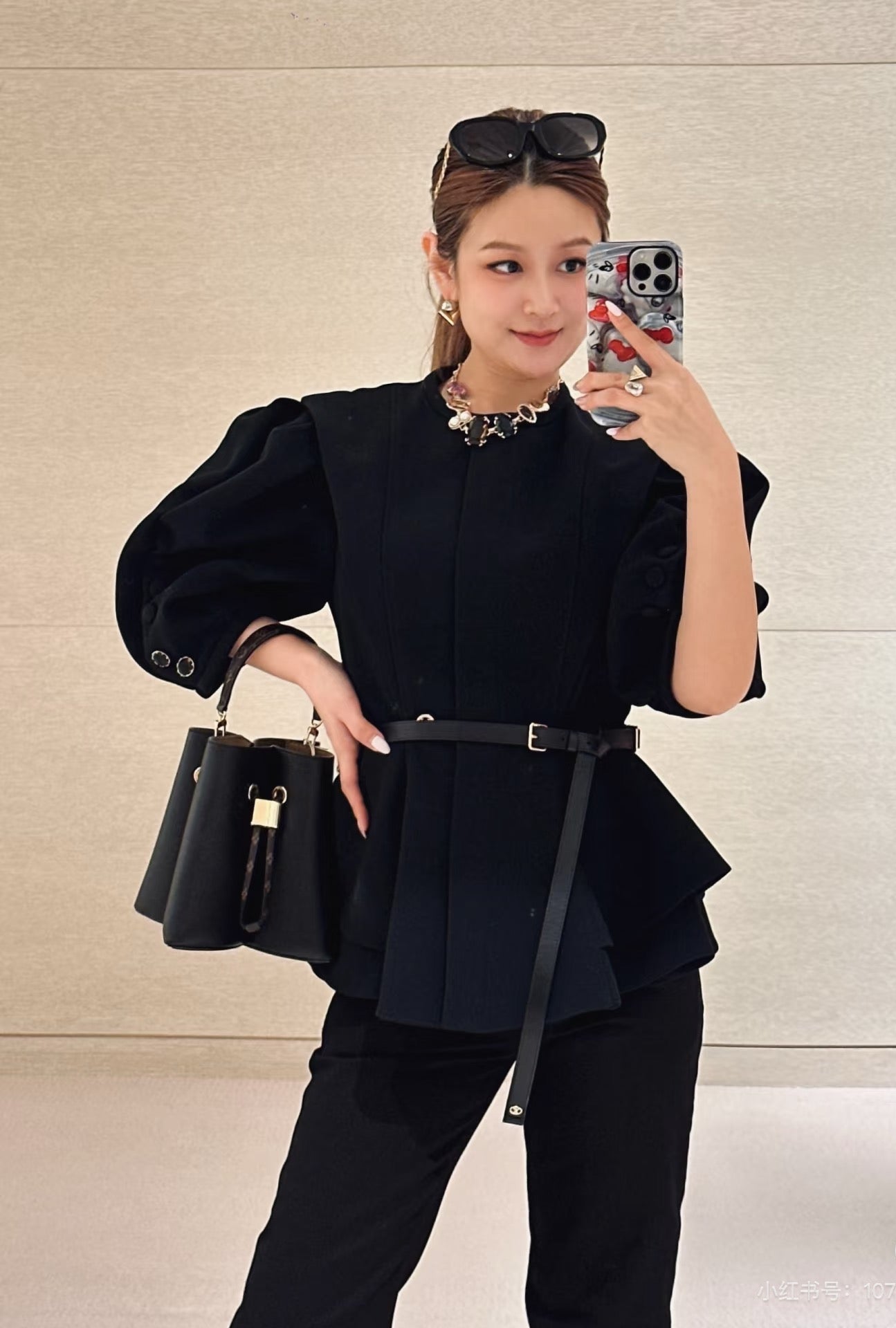 Loui* puff-sleeve ruffled jacket