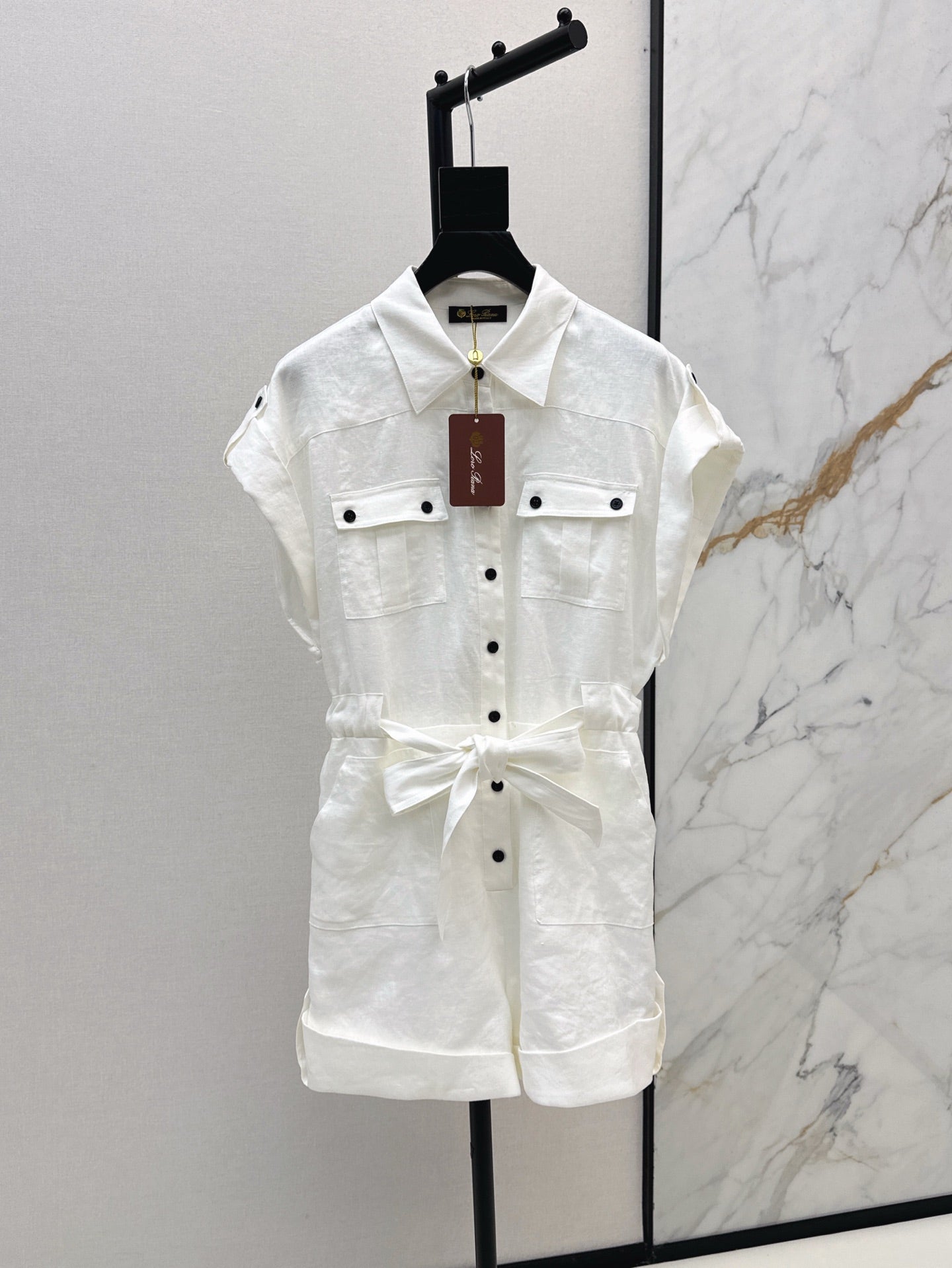 Lor*P 25ss linen cargo jumpsuit