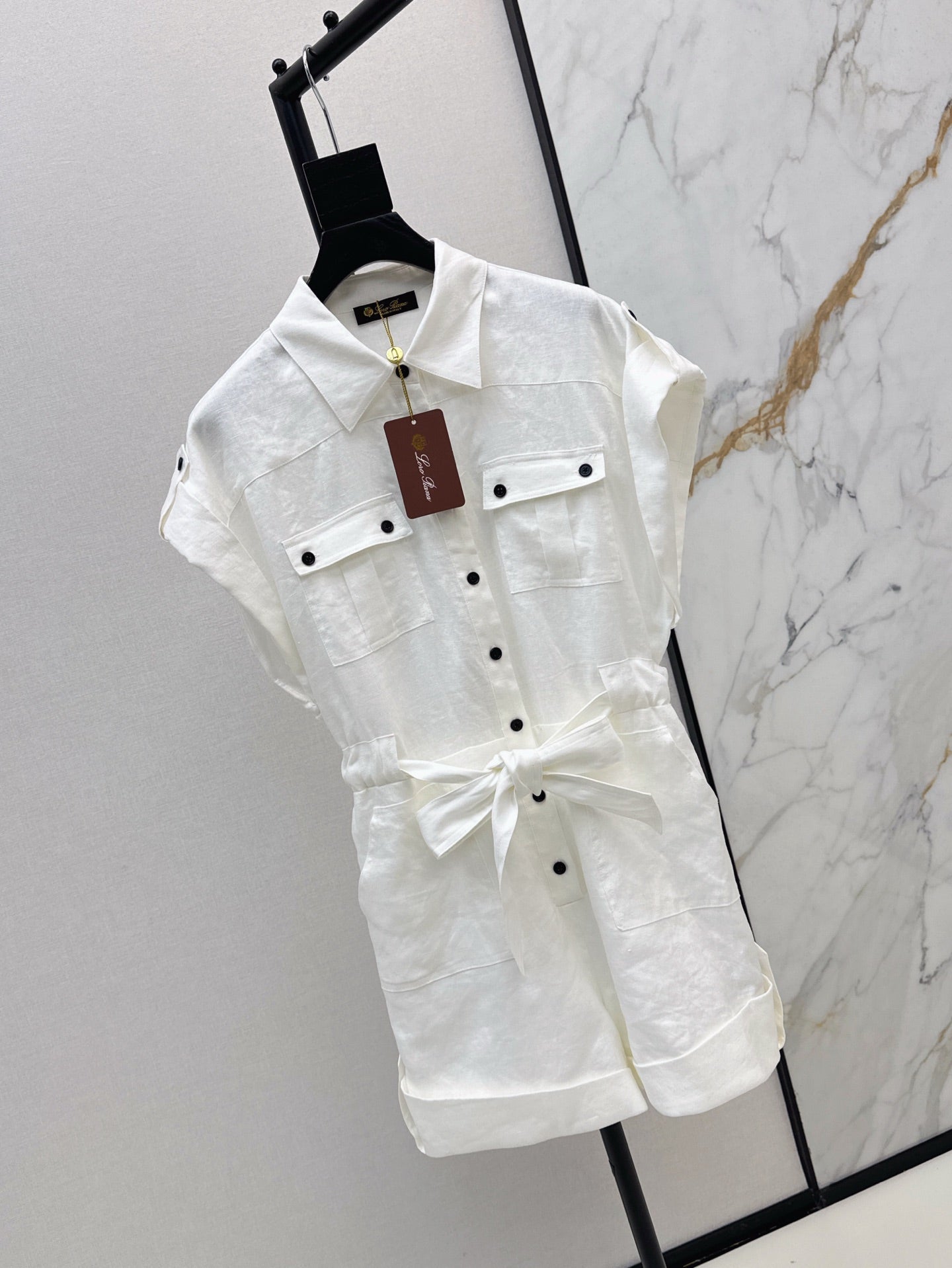 Lor*P 25ss linen cargo jumpsuit