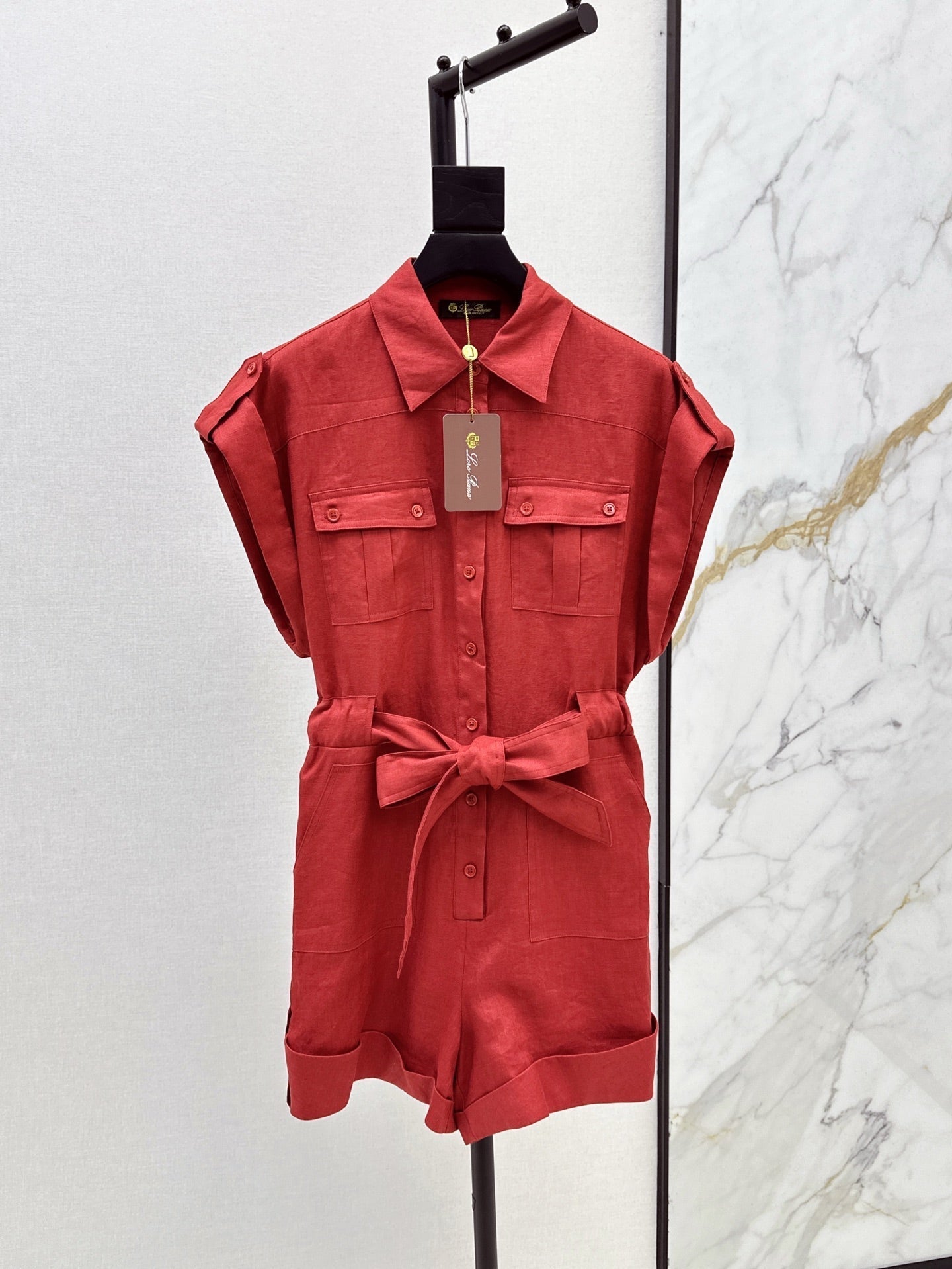 Lor*P 25ss linen cargo jumpsuit