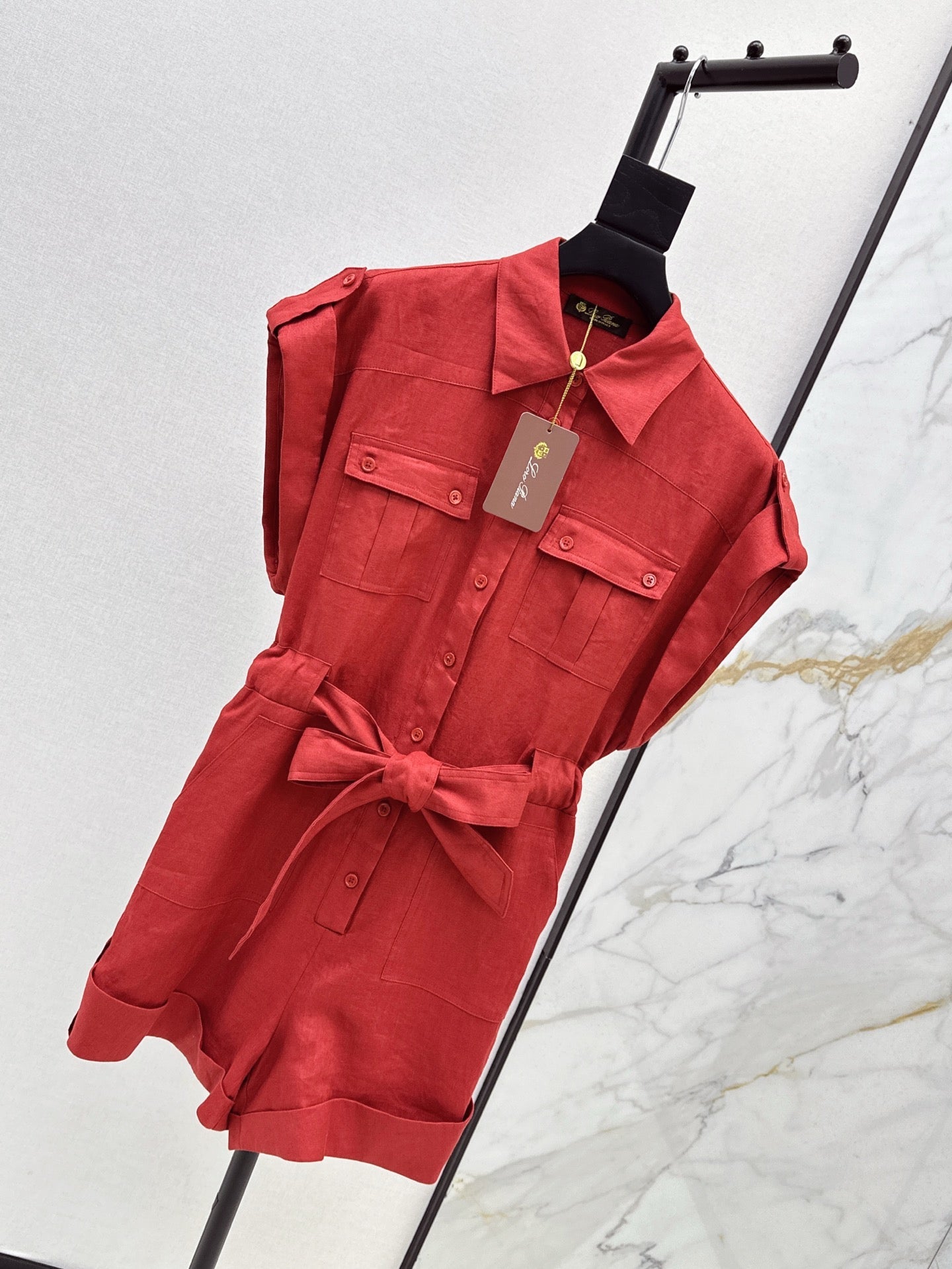 Lor*P 25ss linen cargo jumpsuit