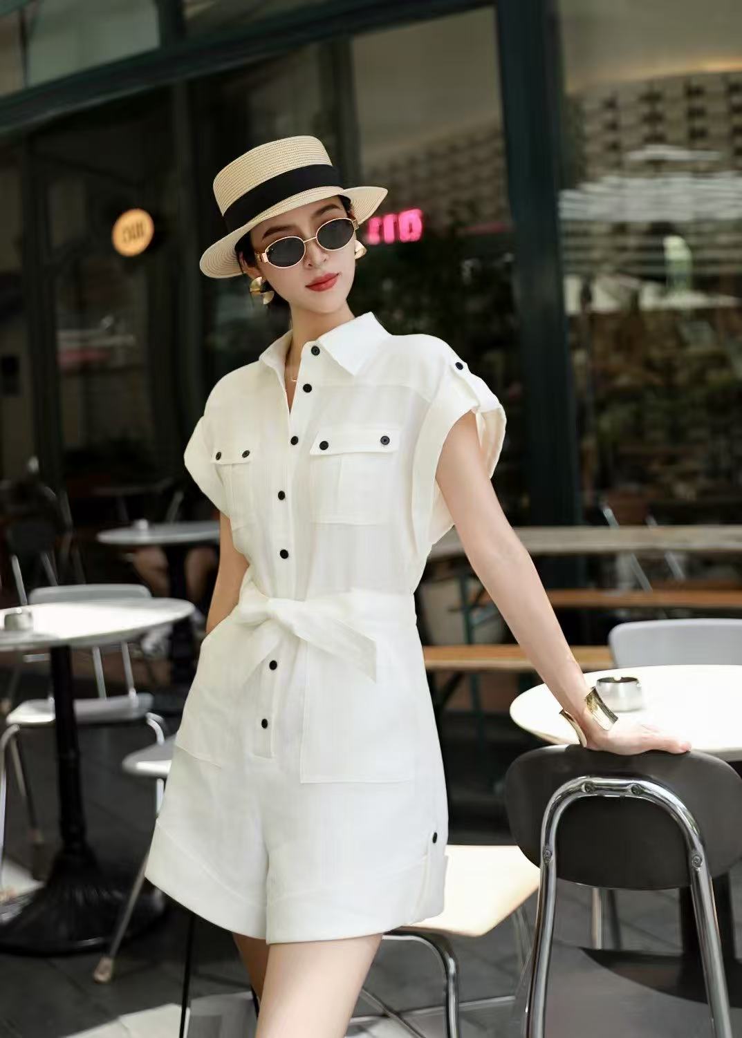 Lor*P 25ss linen cargo jumpsuit